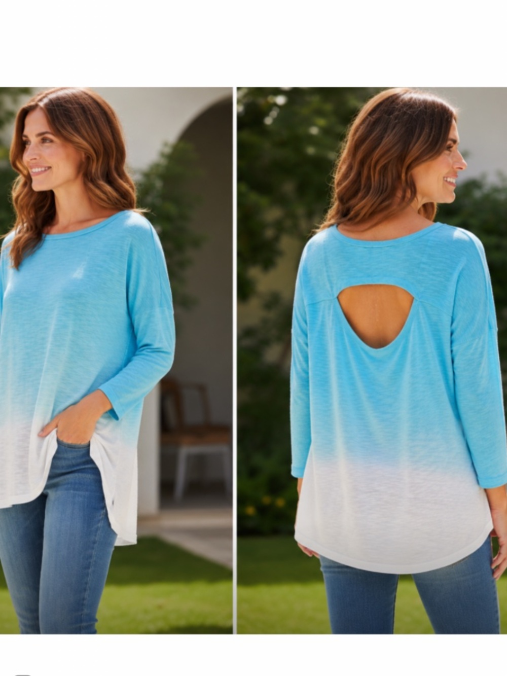 OMbre’ tunic ,with back cutout ,size XL,Cato